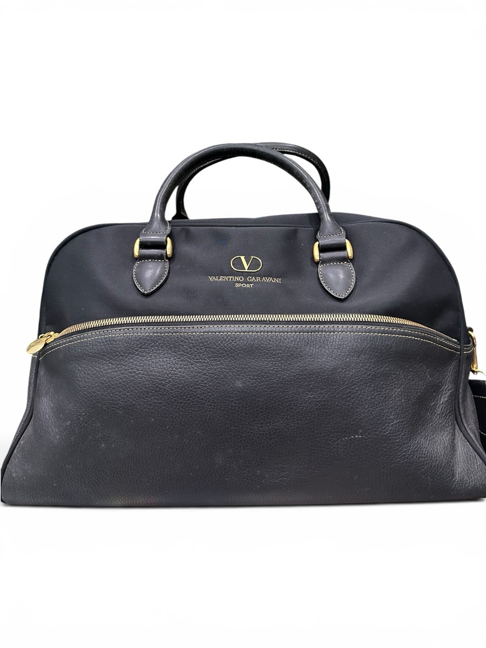 Vintage Valentino Garavani Sport Black Nylon Leather Weekender Duffel Bag Xbody